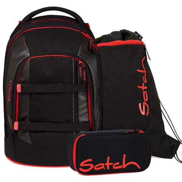 satch - Set aus pack + Schlamperbox + Sportbeutel in schwarz