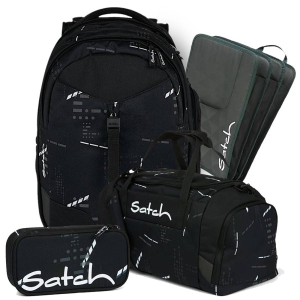 satch - match Schulrucksack Set 4tlg in schwarz