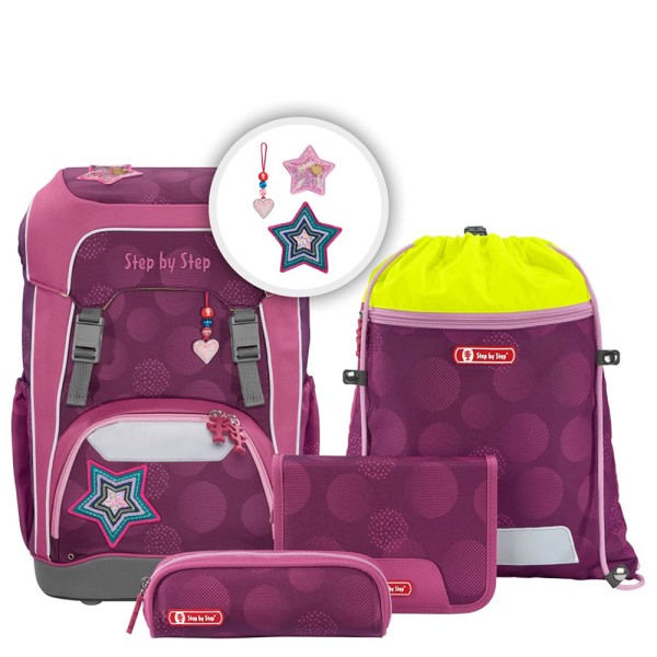 Step by Step - GIANT Schulrucksack Set 5tlg Glamour Star Astra in rot
