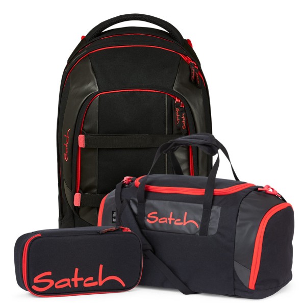 satch - Set aus pack + Schlamperbox + Sporttasche in schwarz