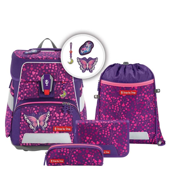 Step by Step - SPACE SHINE Schulranzen Set 5tlg Butterfly Night Ina in lila